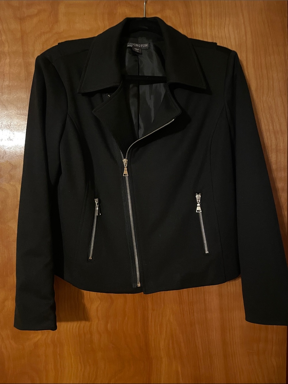 Covington Black Asymmetrical Zip Blazer Jacket